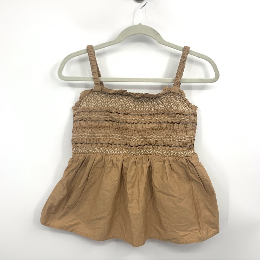 Old Navy‎ Women Medium Tank Top Baby Doll Brown Stretch Ruffle Shirt